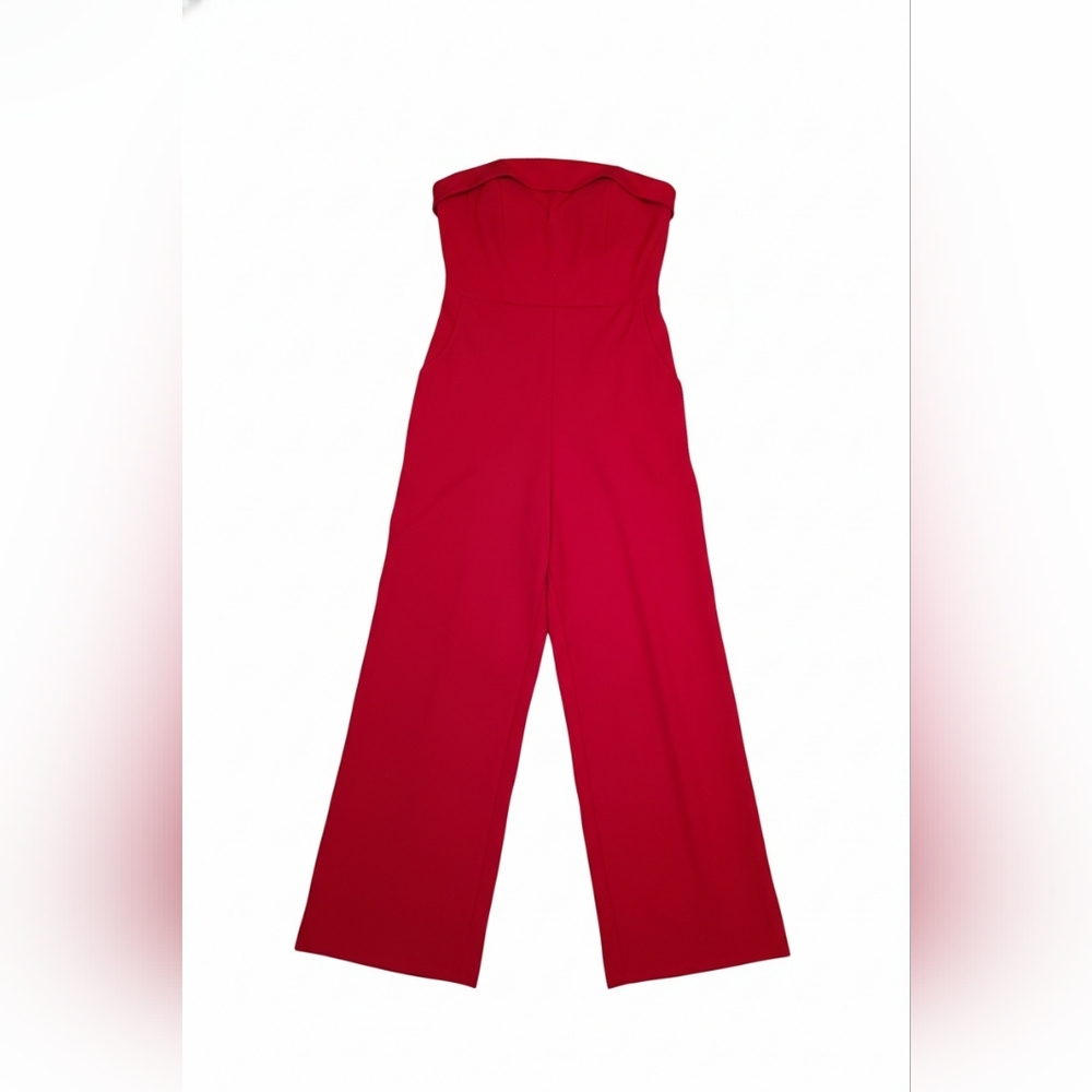 Chic Strapless Red Jumpsuit